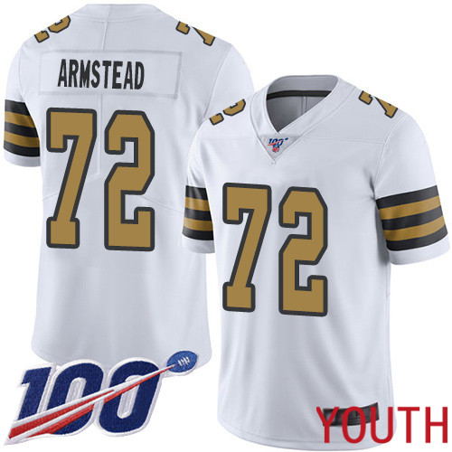 New Orleans Saints Limited White Youth Terron Armstead Jersey NFL Football #72 100th Season Rush Vapor Untouchable Jersey->youth nfl jersey->Youth Jersey